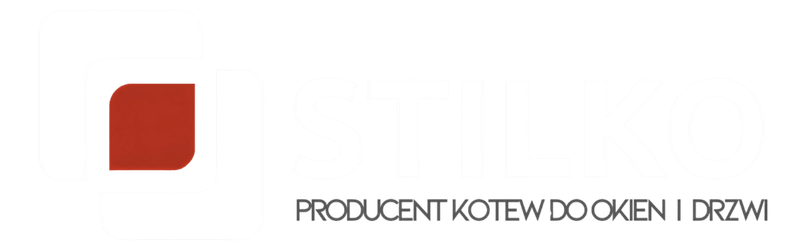 Białe logo firmy STILKO – producenta kotew do okien i drzwi.